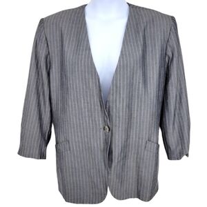 Saville Womens Blazer/Jacket Gray With Blue Stripes Size 24W